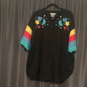 Vibrant Black Men's Shirt with Colorful Embroidery